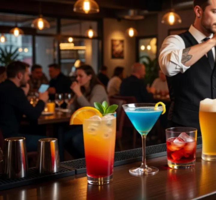 Zestaw kolorowych koktajli i drinków w barze DOMINIKA WARYKIEWICZ Rue Cambon