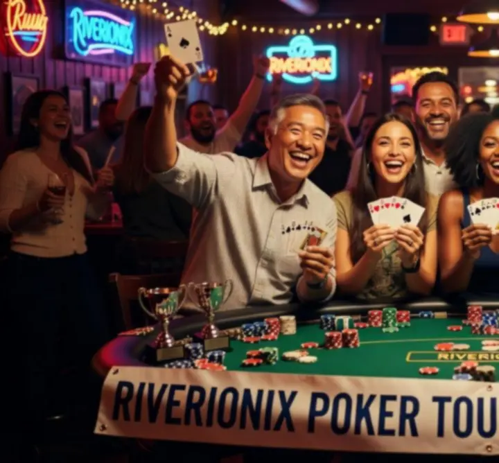 Zwycięzcy turnieju pokerowego w DOMINIKA WARYKIEWICZ Rue Cambon pozują do wspólnego zdjęcia