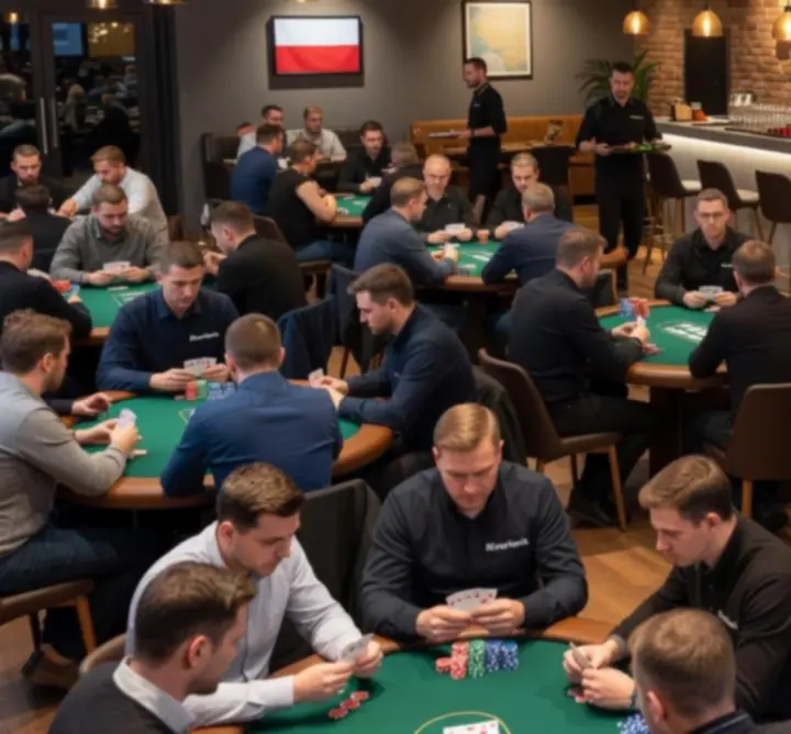 Turniej pokerowy w DOMINIKA WARYKIEWICZ Rue Cambon z zawodnikami przy stole